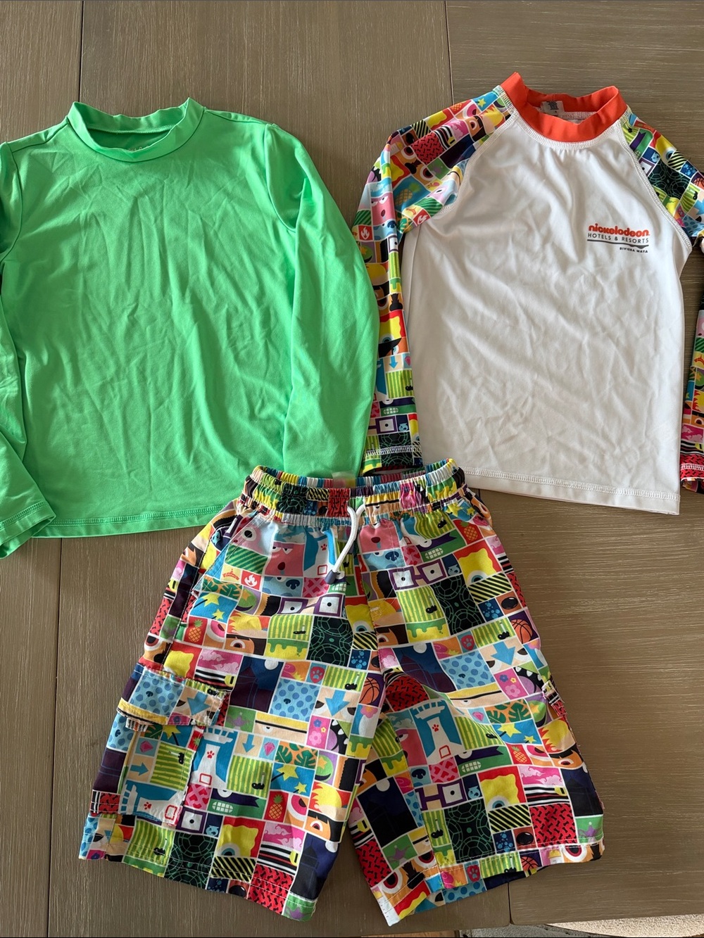 Nickelodeon Kids Swim Rashguard Set - White, Green, Multicolor